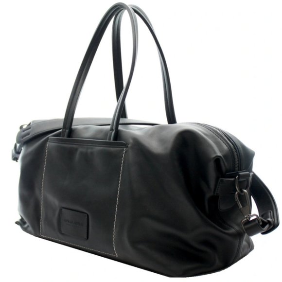 GIORGIO ARMANI BLACK LEATHER DUFFLE BAG LUGGAGE